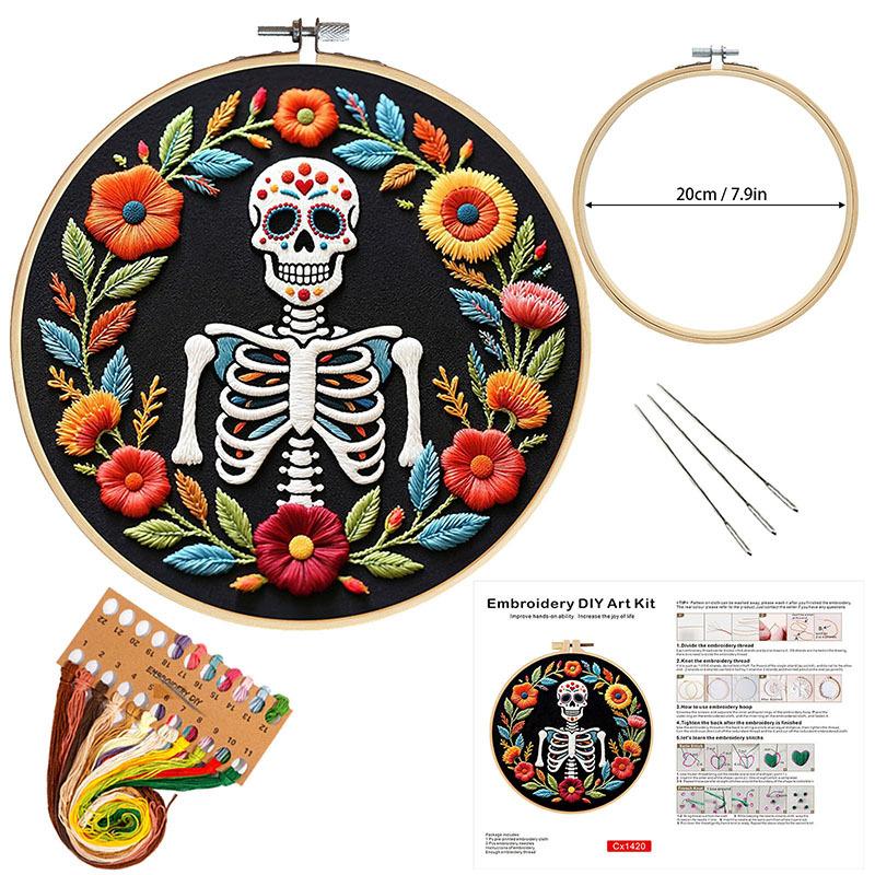 New Halloween Skull Diy Handmade Embroidery Material Pack Needle And Thread Kit Self-Embroidery Creative