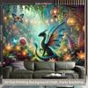 2D Magischer Grüner Drache Umgeben von Laternen und Schmetterlingen Wandkunst