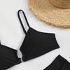 Costumi da Bagno da Donna Costumi da Bagno Monocolore Push Up Costume da Bagno Sexy Due Pezzi Vita Alta Set Bikini Estivi Bikini ad Alto Taglio