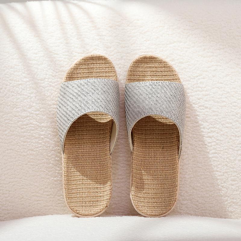Four Seasons Unisex Breathable Linen Slippers - Sweat-Absorbent, Odorless, Silent On Wood Floors