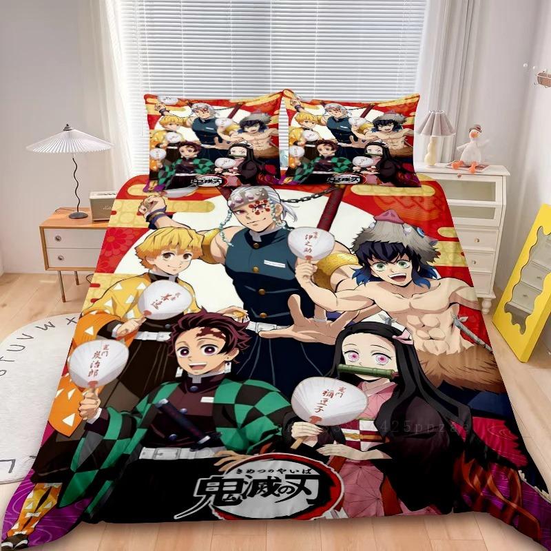 Dynetrekk Demon Slaye 3D Utsøkt Muichiro tokito Anime Digitaltrykk Sengetøy Sett Dyne Seng Ungdom Hjem Dekor Gutt Gave