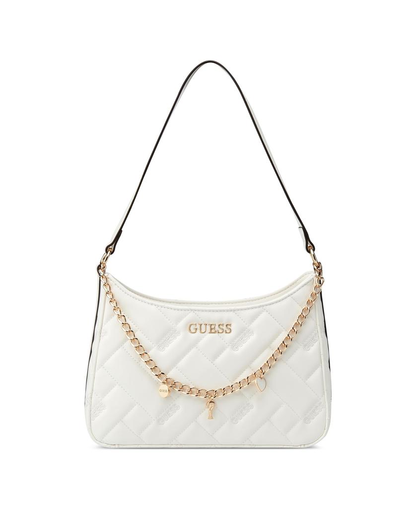 Guess Tana Top Zip Shoulder White Bag, Women's,