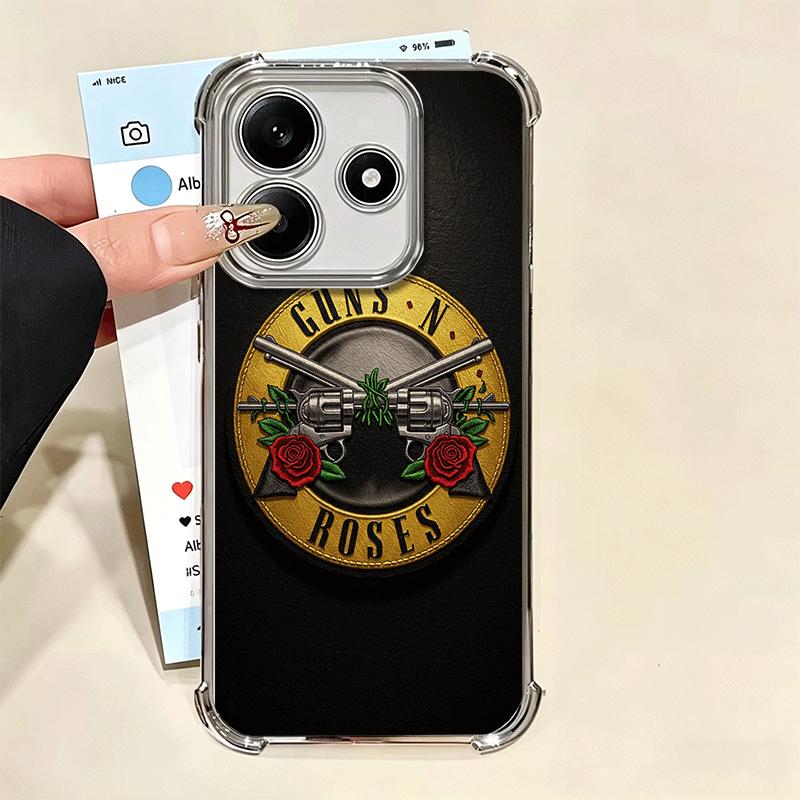 Band G-Guns N R-Roses Plating Phone Case For Xiaomi Redmi Note 14 15 Pro Plus 13 12 11 11S 11T 10 9S 9 5G Anti-Fall Airabag Cove