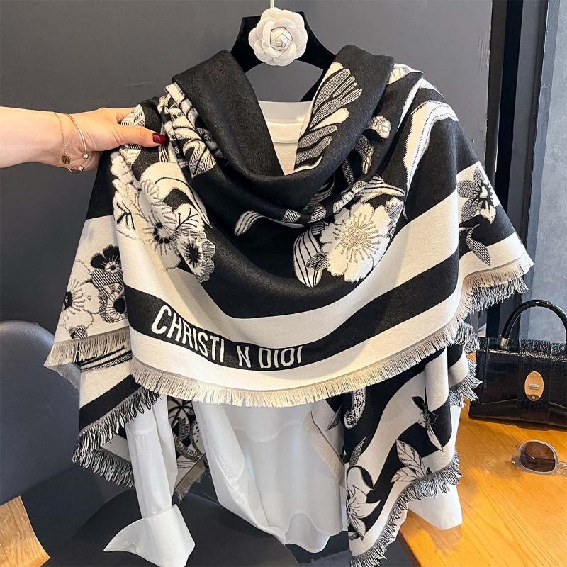 2024 New Scarf Women's Printed Butterfly Fashion Aging New Autumn and Winter Large Square Scarf ,Thickened To Keep Warm Student Shawl Cloak