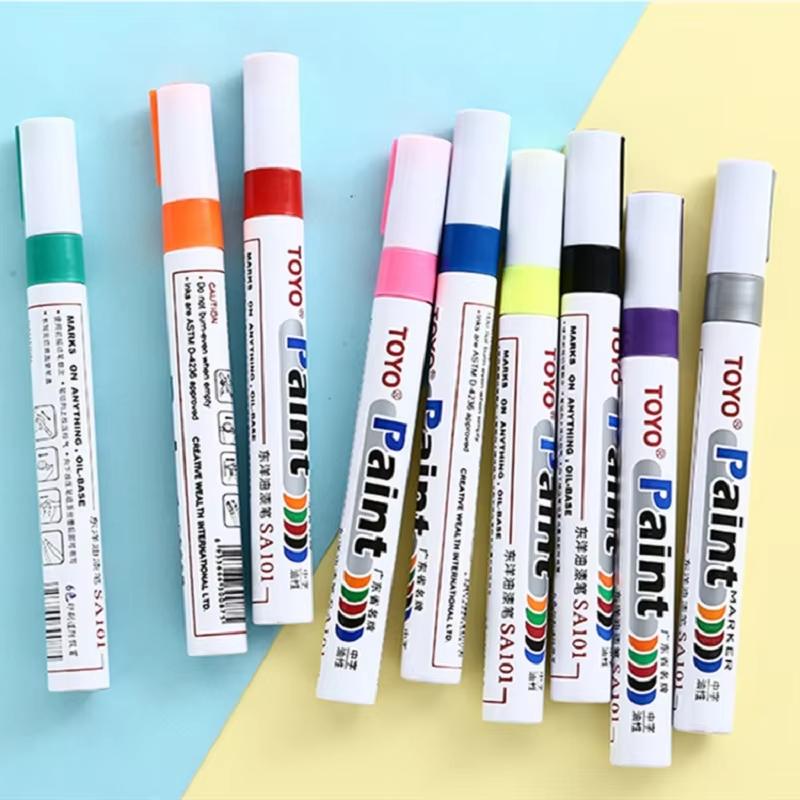 White Waterproof Cars Wheel Tire Oily Mark Pen Auto Rubber Tyre Paint Pen Cd Metal Permanent Paint Marker Graffiti Touch Up Touchup Paint2