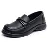 Women's Black Leather Loafers - Soft Sole, Flat Bottom, British Style Slip-on for Work & Commute