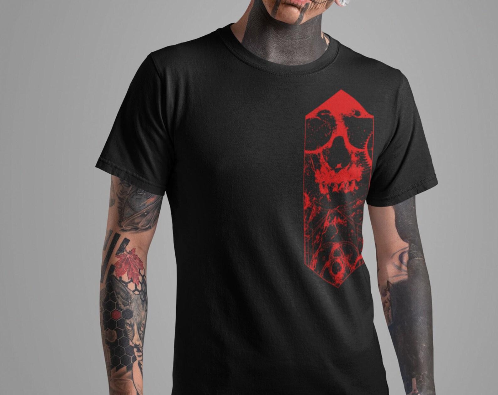Red Skull T-Shirt/ Unisex T-Shirt/ Black T-Shirt/ Gothic Wiccan Dress/ Pagan/ Afterlife/ Dark Alternative T-Shirt/ S