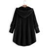 Women S Solid Color Hooded Button Plush Casual Coat