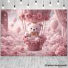 1Pcs Pink Teddy Bear Hot Air Balloon Decoration Background Backdrop For Photo Studio Photo Booth Party