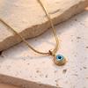 Stainless Steel Blue Evil Eye Pendant Necklace Classic Little Demon Eye Snake Chain Clavicle Chain Choker Lucky Amulet Jewelry