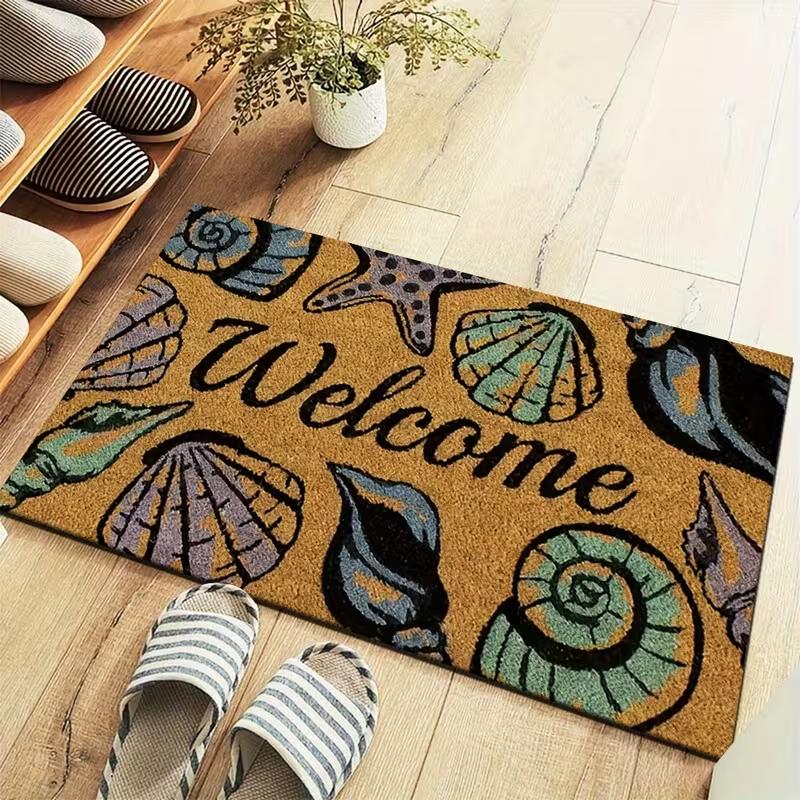 

Прямоугольный фланелевый коврик для двери с серым фоном и темным принтом «соленая рыба» для декора дома 40cm x 60cm