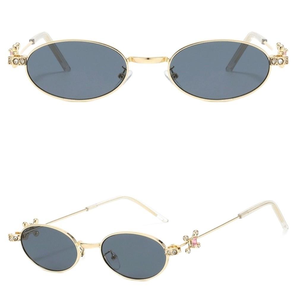 Bling Oval Women Eyewear Y2k Anti-Blue Light Spectacles Simple Rhinestone Sunglasses  Travel