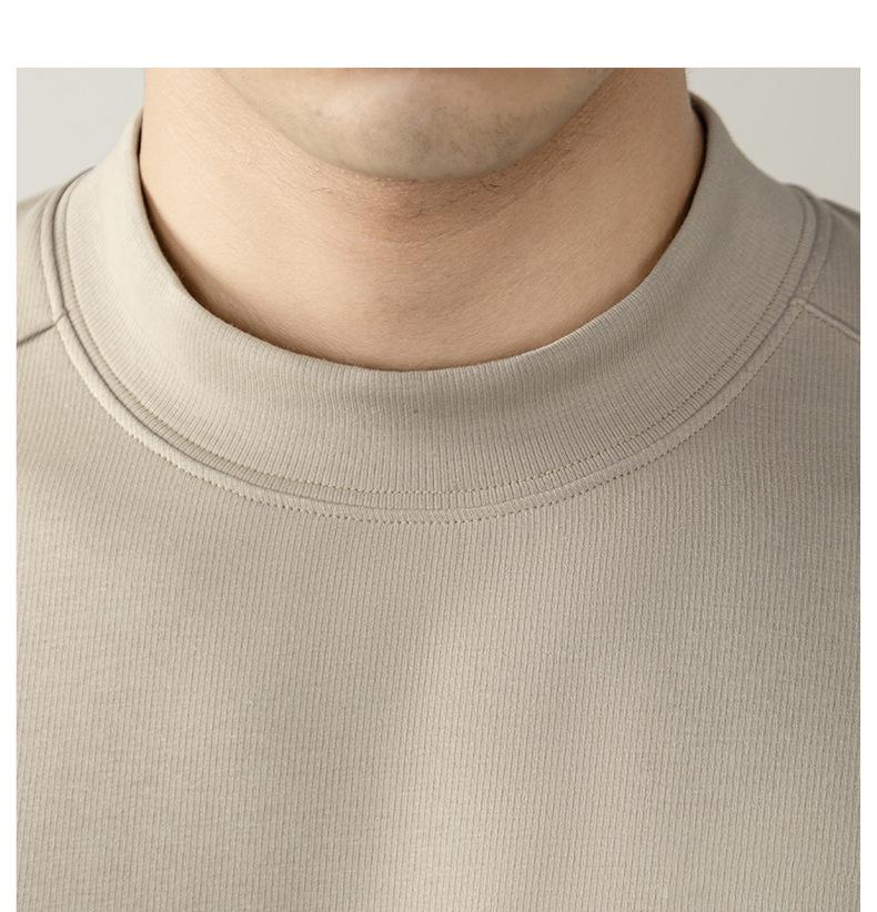 Men's Heavyweight Air Layer Long Sleeve Semi-High Neck Sweatshirt (340G) - Autumn/Winter Luxury