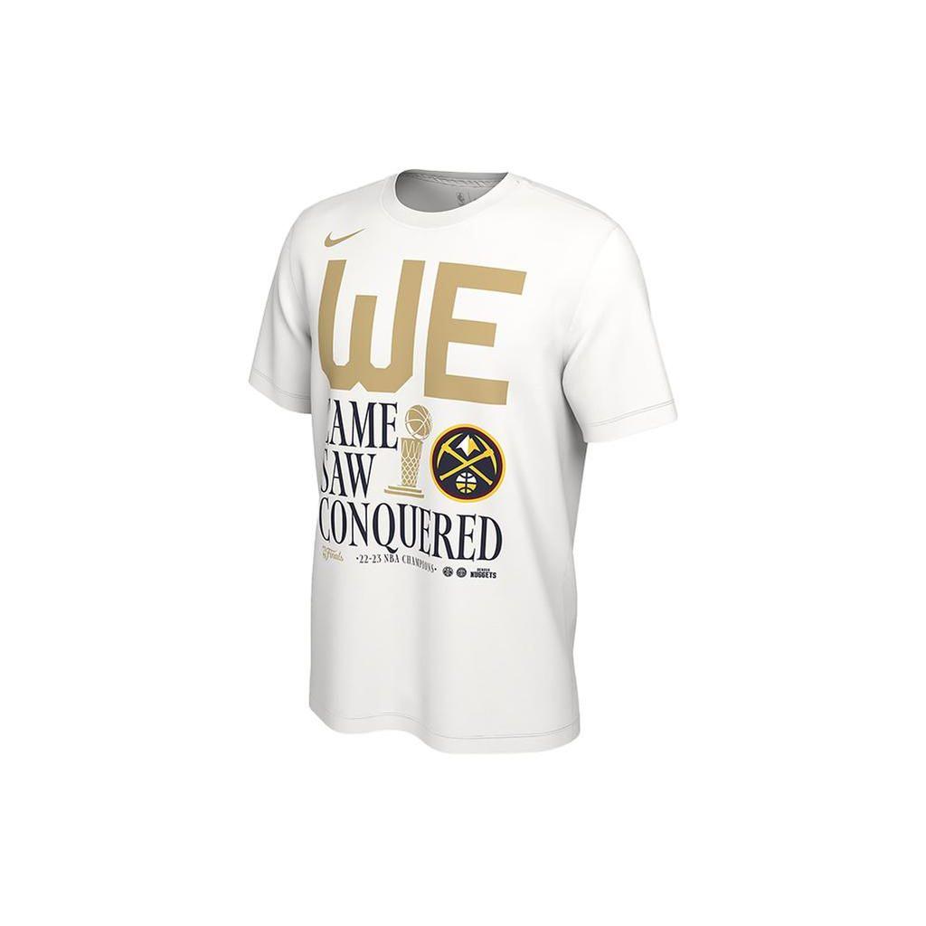 Nike Denver Nuggets Letter Basketball Casual Sports Crew Neck Short Sleeve T-Shirt Men Tops White HF1611-100