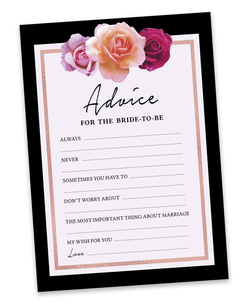 Inkdotpot Advice For The BrideA  CardsA  Set Of 50A  FloralA  Bridal Shower Activity