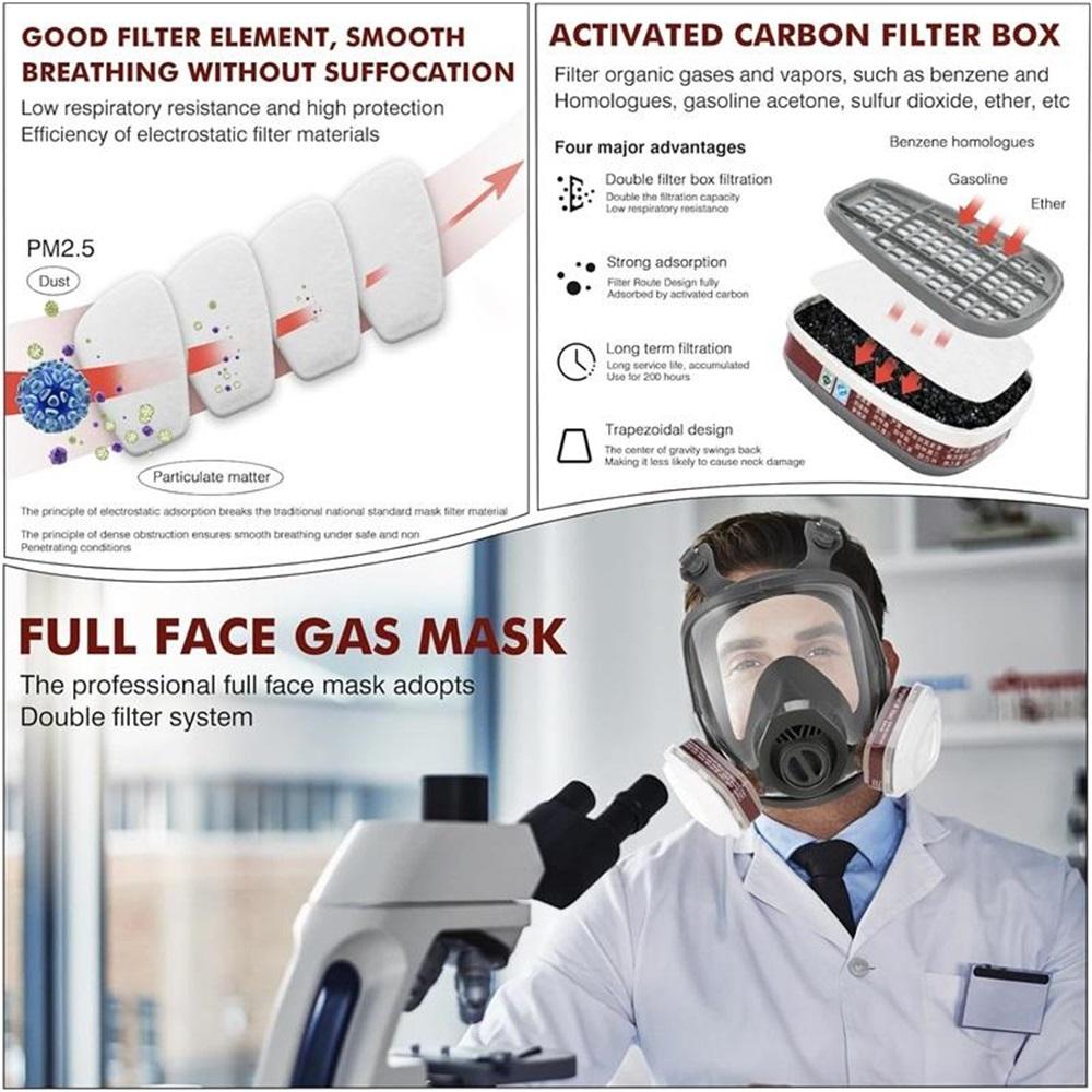 Gas Masks Survival Nuclear and Chemical - Reusable Full Face Respirator Gas Mask with Filter