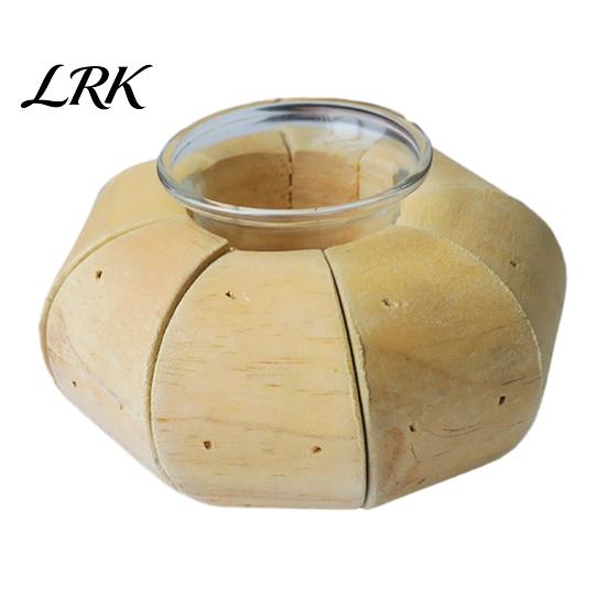 Eco-friendly Wood Candle Holder Wooden Glass Holder, Rustic Driftwood Ornament, Farmhouse Natural Tabletop Decor for Living Room Bedroom Office
