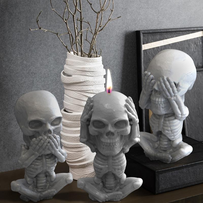 Flexible Resin Mold Skull Shape Ornament Molds Easy Releasing Silicone Texture for Epoxy Creative Table Decorations