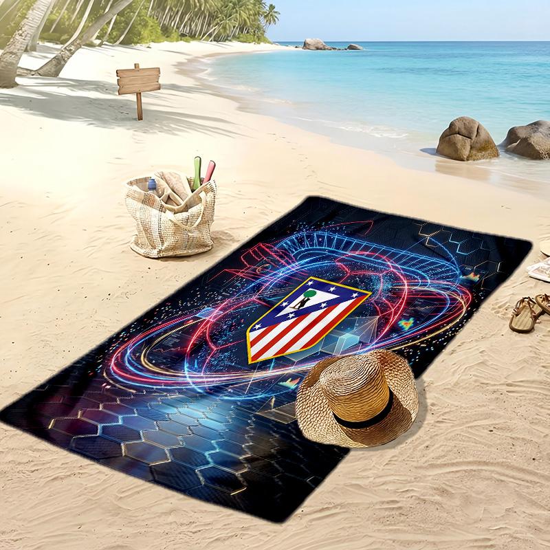Asciugamano da Spiaggia Stampato Atletico Madrid Asciugamano Morbido ad Asciugatura Rapida Coperta da Spiaggia Rettangolare Grande Portatile per Viaggio Piscina