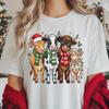 Christmas Cows Shirt, Funny Highland Cow T-Shirt, Farm Animal Christmas Gift, Holiday Cow Sweatshirt, Santa Cow Long Sleeve Tee