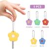 5Pcs Silicone Key Caps, Cute Flower House Key Covers, Identifier Key Protector Caps Tags for Middle Large Key, 1-1.3 inch (Key Length Over 6.3cm)
