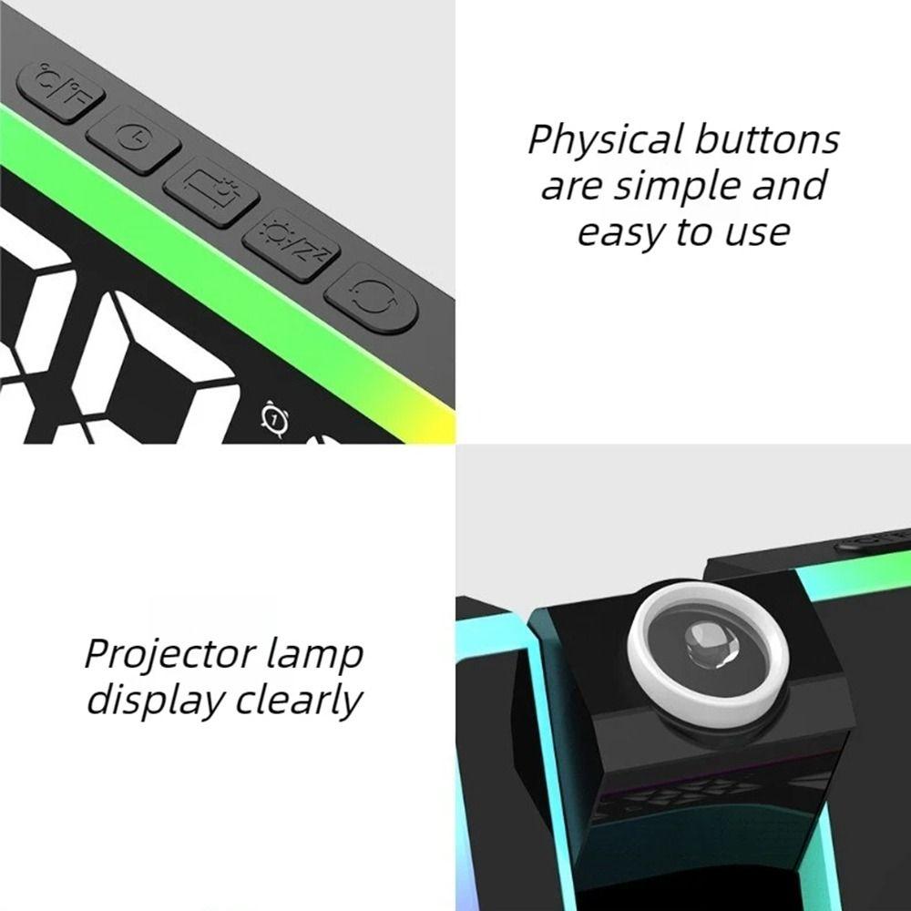 Large Screen Digital Alarm Clock Colorful LED Projection Desk Clock  Bedside Table