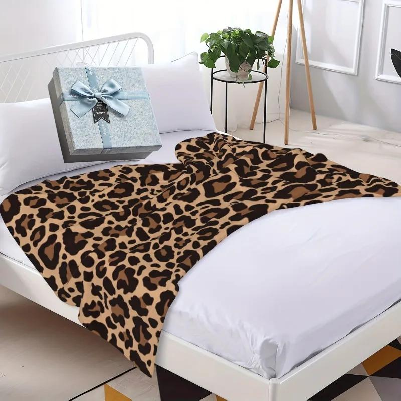 Flannel Throw Blanket Leopard Lightweight Cozy Soft Fleece Blanket Throw for Kids Adults Sofa Travel Car Office Decorative Gift