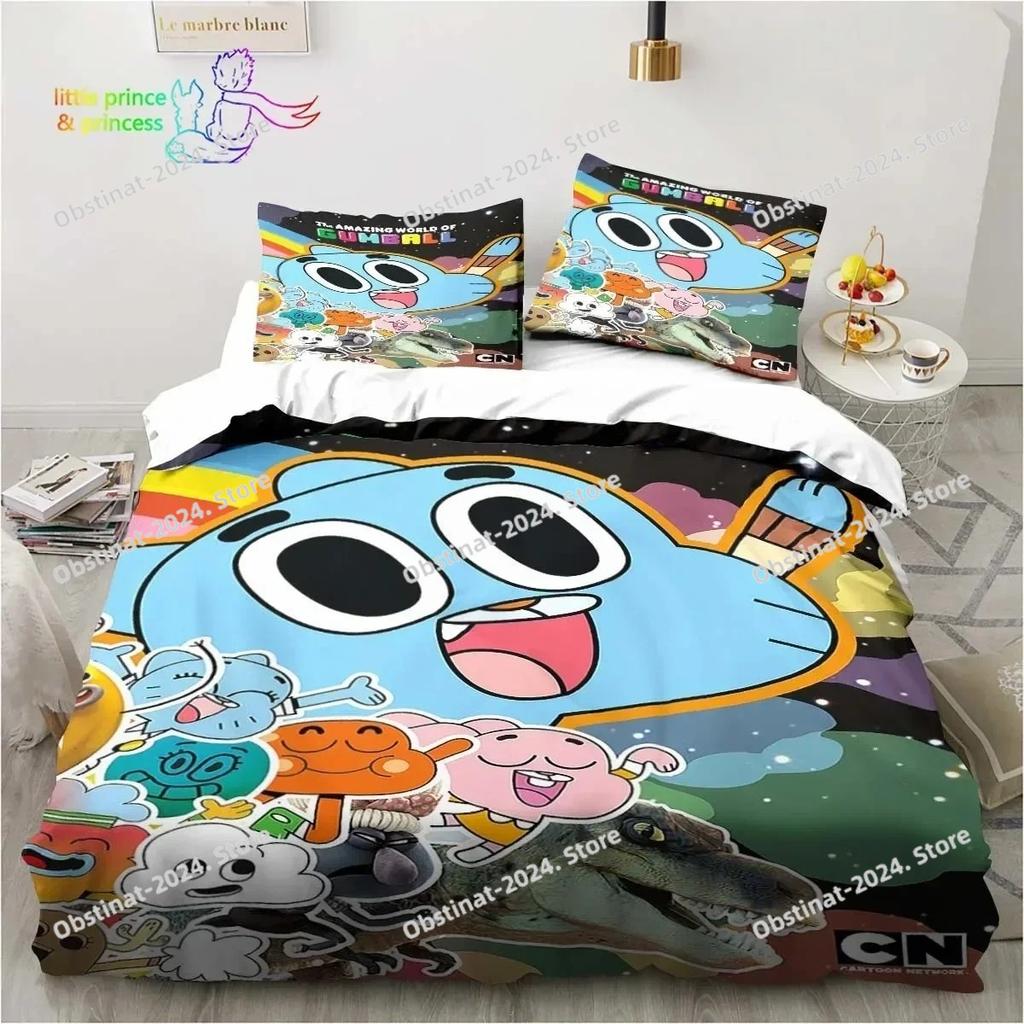 Erstaunliche Welt Gumball 3D Bettwäsche Set Bedrucktes Bettwäsche-Set Bettbezug Laken Kissenbezug Bett Weiche Deckenabdeckung Einzel Doppel Queen King Größe Geschenk