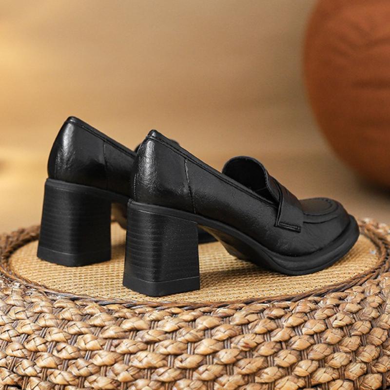 Fashion Retro Black Pointed Toe High Heels Women British Style High Quality High Heel Small Leather Shoes Comfort Commuter Office Shoes