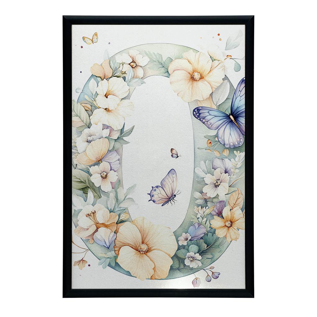 Poster Joyful "O" In a Flower Wreath Poster Joyful "O" In a Flower Wreath, 30X40 Cm, Dark Brown Wooden Frame, 230 Gsm Matte Paper