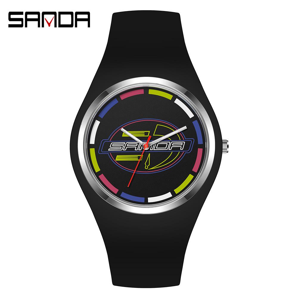 Sanda Beliebte Jugend Trendige Unisex Silikonuhr - Bonbonfarbe, Einfaches Design, Wasserdicht, Studentenfreundliche Armbanduhr