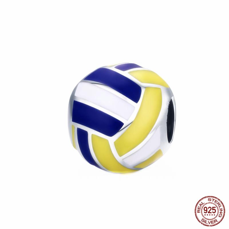 

Спортивная серия, очаровательные ювелирные изделия, футбол, регби, волейбол, бусины из стерлингового серебра S925, подвеска для бадминтона, подходит для оригинального браслета