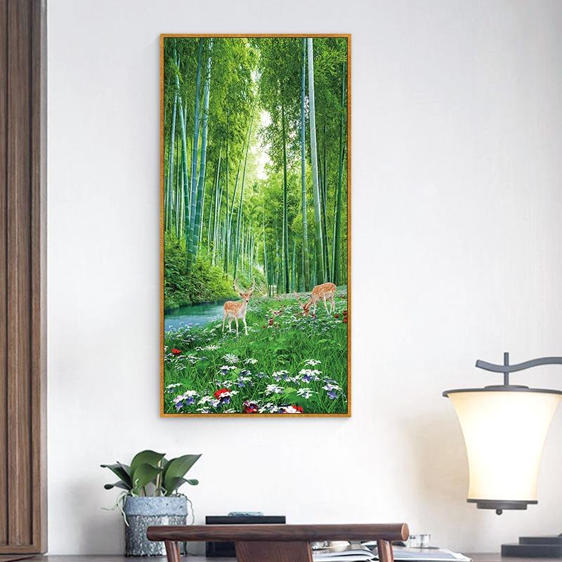 Modern Green Bamboo Road Canvas Painting Wall Art Green Forest Landscape Picture Posters and Prints for Living Room Decor Quadro