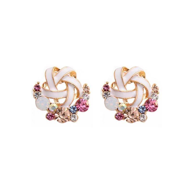 Korean Style Cute Crystal Flower Stud Earring For Women Girls New Fashion Sweet Earring Femme Brincos Summer Jewelry Gifts