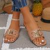 Fashion New Women's Flat Slippers Summer Roman Fashion Designer Metal Decorative Soft-soled Beach Non-slip Slippers Zapatos Mujer