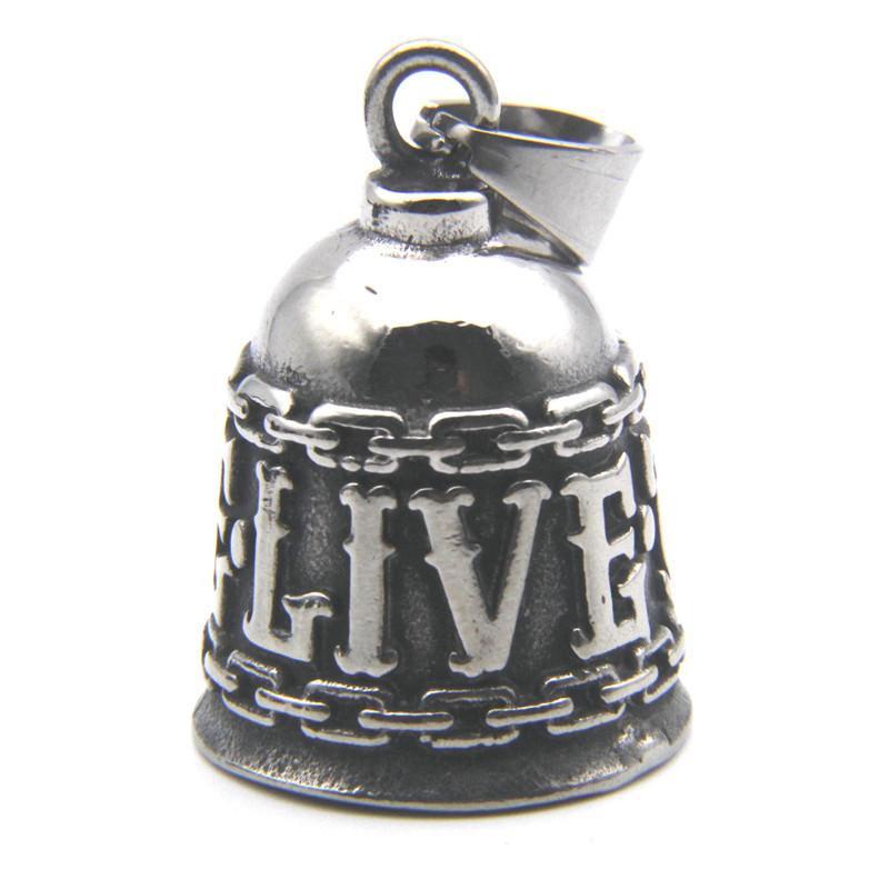 Live To Ride Bell Pendant 316L Stainless Steel Biker Style Route 66 Highway Motorcycles Necklace