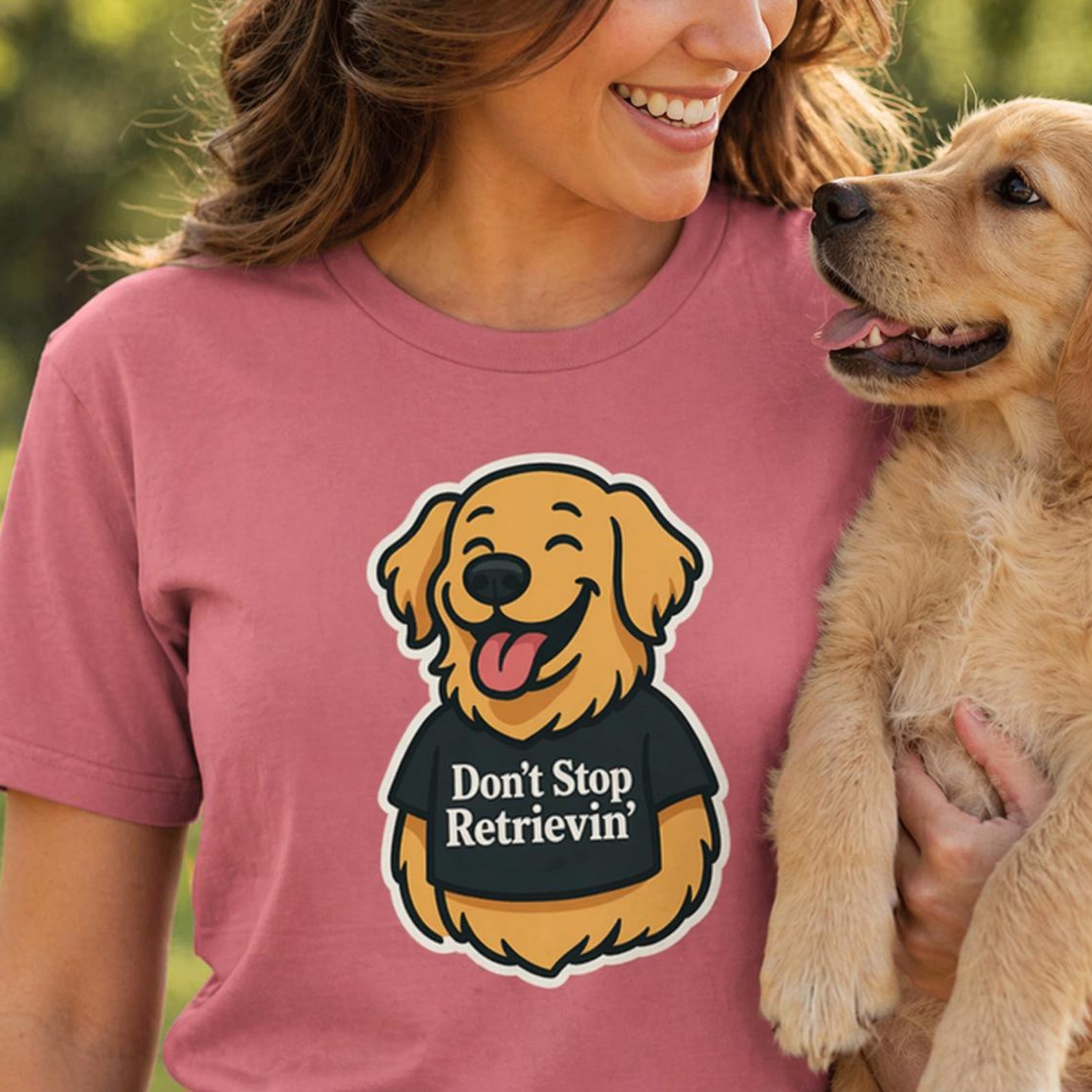 Funny Golden Retriever Shirt, Don’t Stop Retrievin’ Dog Lover Tee S