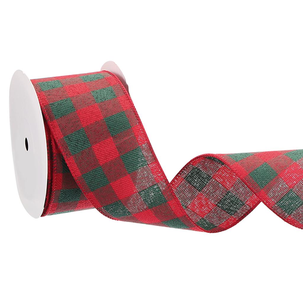 Plaid Wired Edge Ribbons Fall Plaid Burlap Ribbon Check Ribbon for Thanksgiving Autumn Party DIY Craft Bow Wrapping 10 Yard/Roll