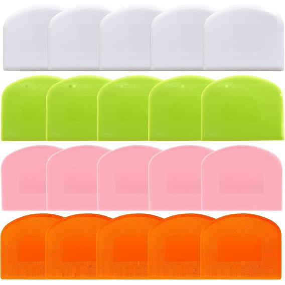 Bench Scraper Dough Scraper for Baking, 20 PCs BPA Free PE Plastic Flexible Bowl Scraper, Food-safe Plastic Dough Cutter for Bread Cake Dough Fondant