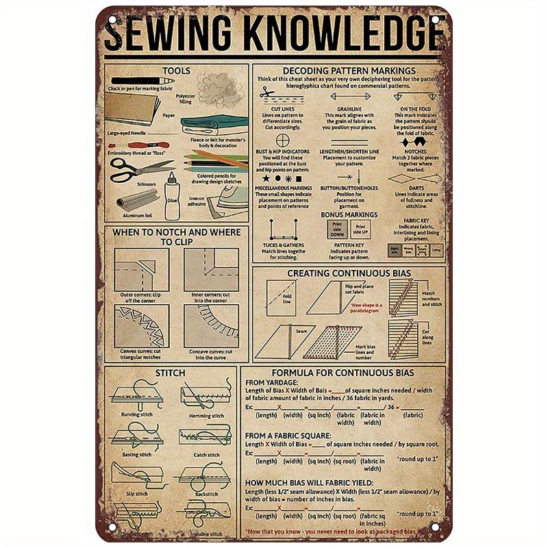 Room Decoration Sewing Knowledge Vintage Metal Tin Sign Fun Wall Art Vintage Tin Sign Metal Poster 20x30cm
