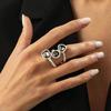 Kunjoe Fashion Acrylic Rhinestone Wide Ring Women Creative Geometric Round Square Heart Knuckle Rings Party Jewelry Accessories