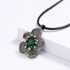 European and N Fashion Retro Green Grandmother Flower Pendant Pastoral Style Necklace