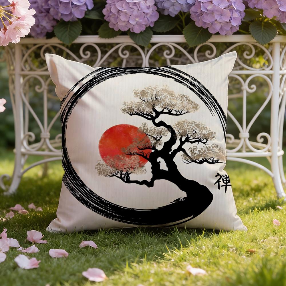 Chinese Ink Painting Style Cushion Cover Home & Car Dual-Scene Pillow Cover: Reversible for Premium Comfort