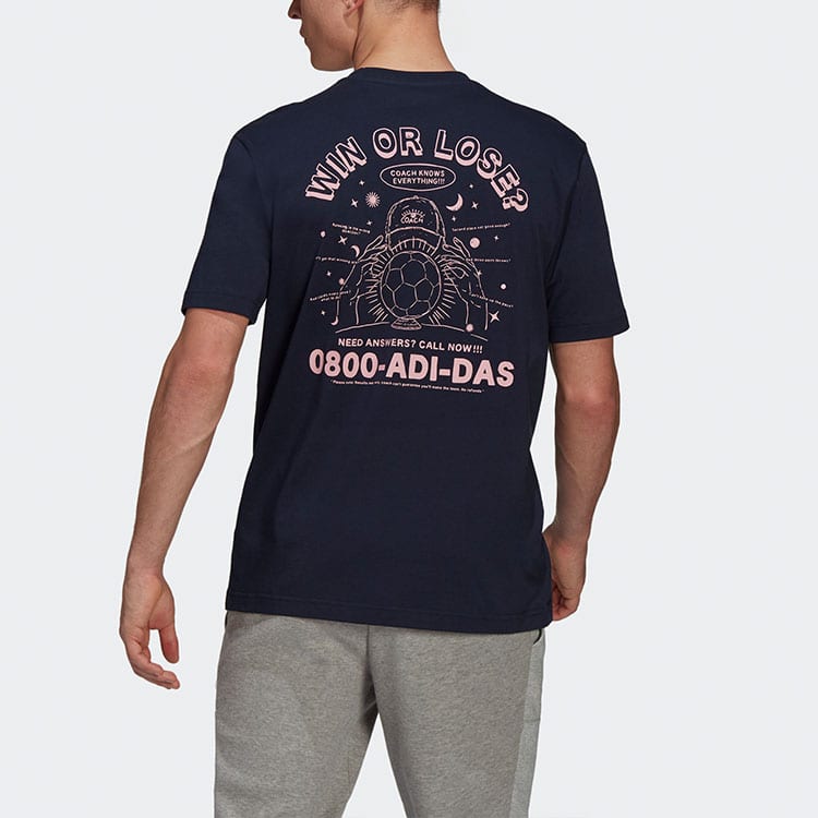 adidas T Shirts Men's Ink Blue Crew Neck Moderate Straight Fit GN8184