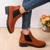 fashion 2024 Women's Winter Shoes Cow Suede Ankle Boots Chelsea Thick Sole Boots Black Women's Autumn Fashion Thick Sole Short Boots