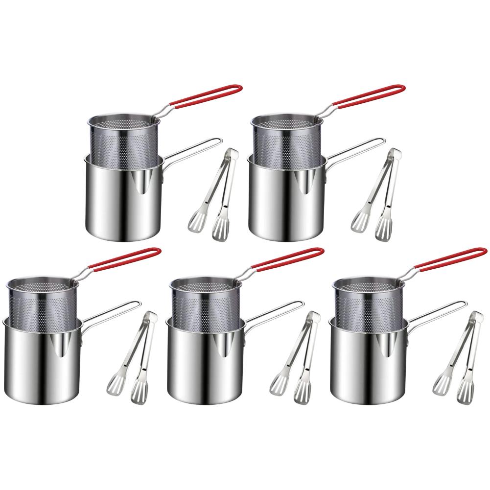 

- Deep Frying Pot with Strainer & Food Tongs Stainless Steel Kitchen Fryer Fry P