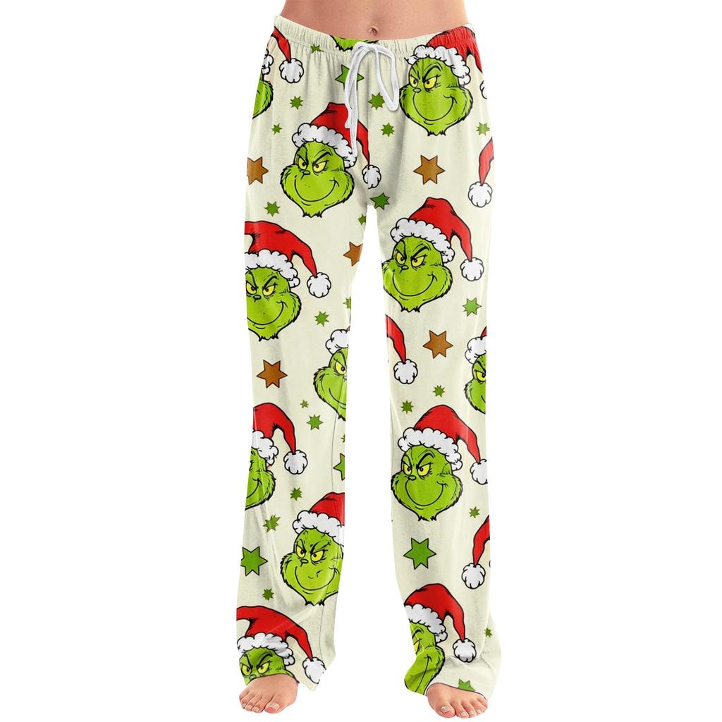 Women's Christmas Character Print Pants Casual Sleep Pants Without Pockets