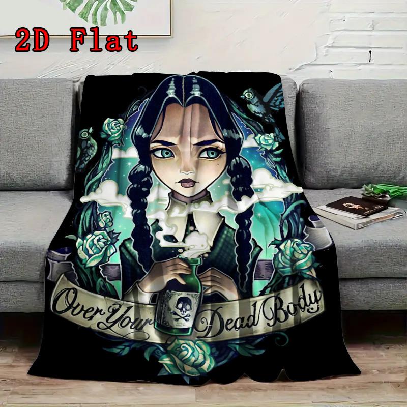 Dark Girl and Mysterious Potion 2D Flat Pattern Flannel Blanket High Quality All Seasons Warmth and Comfort Perfect for Christmas Gifts.