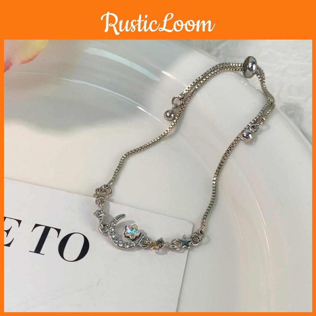 Moon And Elegant Star Crystal Bracelet For Women Chic Zircon Jewelry Alloy