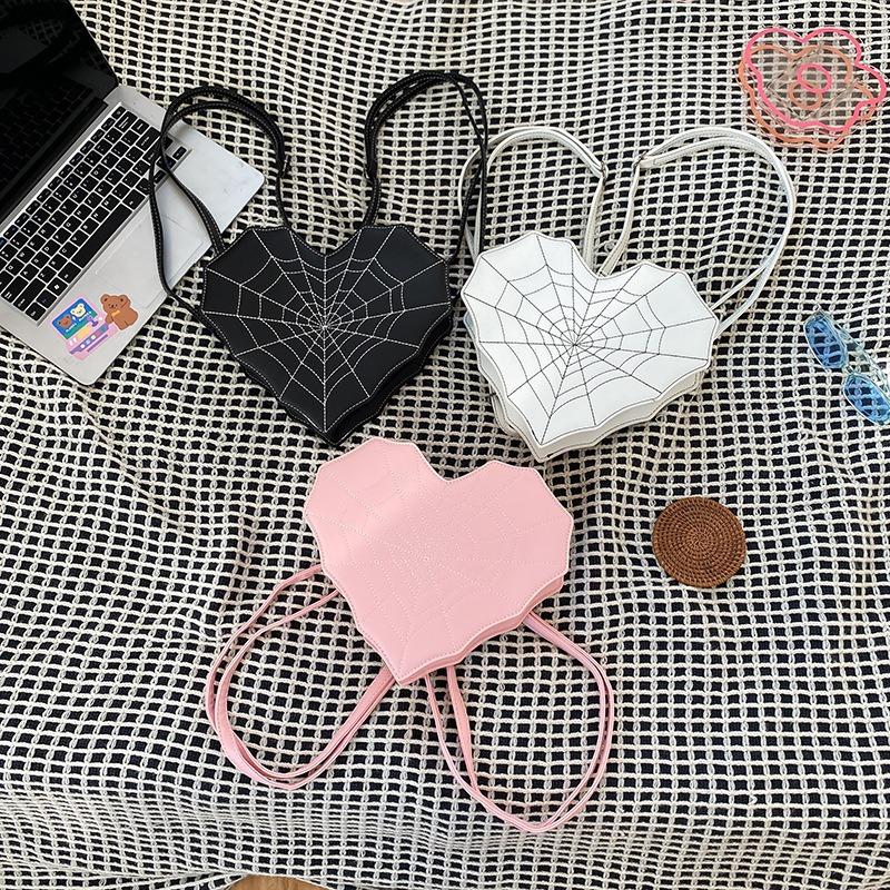 Street Wind Love Embroidery Thread Messenger Bag Personalized Spider Web Women's Bag Multi-functional Double Shoulder Messenger Bag